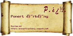 Ponert Örkény névjegykártya